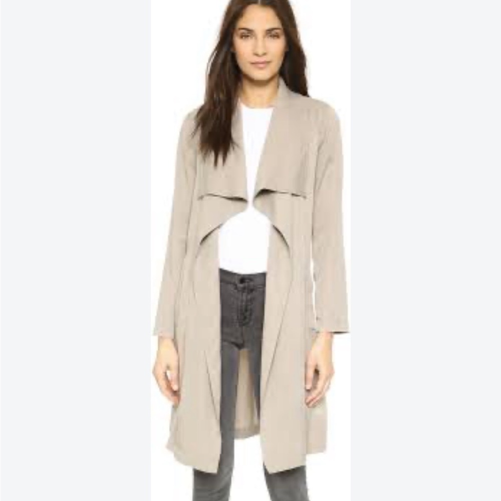 BB Dakota Taupe Open-Front Draped Trench Coat Streetwear Fall Lyocell NWT